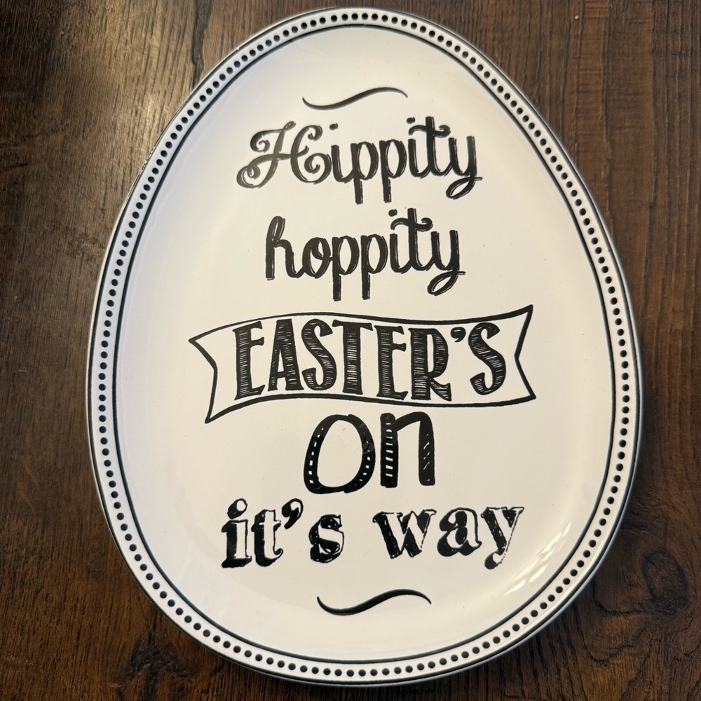 Arlington Designs Black & White Easter Egg Shaped Plate